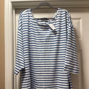 Lane Bryant NWT Striped Boat Neck 3/4 Sleeve Shirt Size 34/36